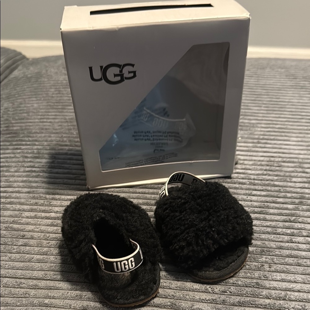 UGG Black Sheepskin Slippers Cozy Comfort